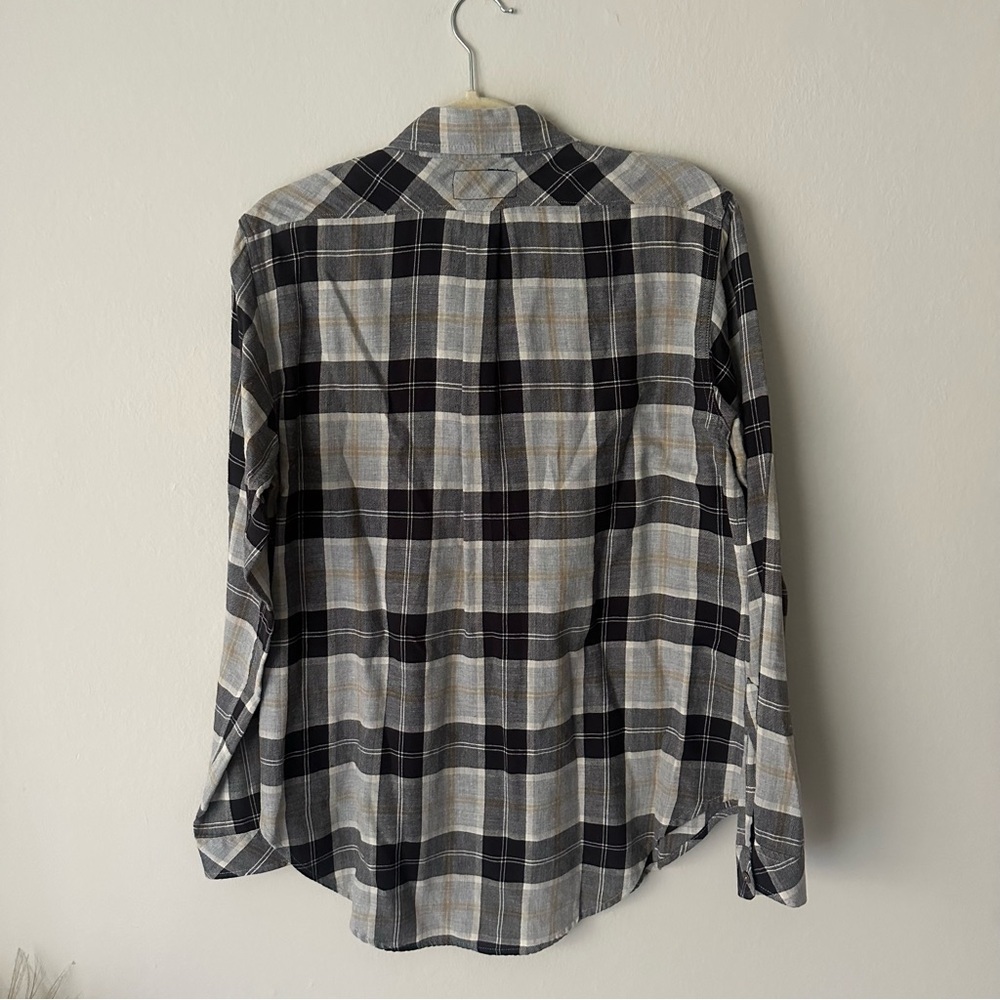 Current/Elliott Black and Gray Casual Button Down flannel Shirt size 2 Western - Picture 9 of 10